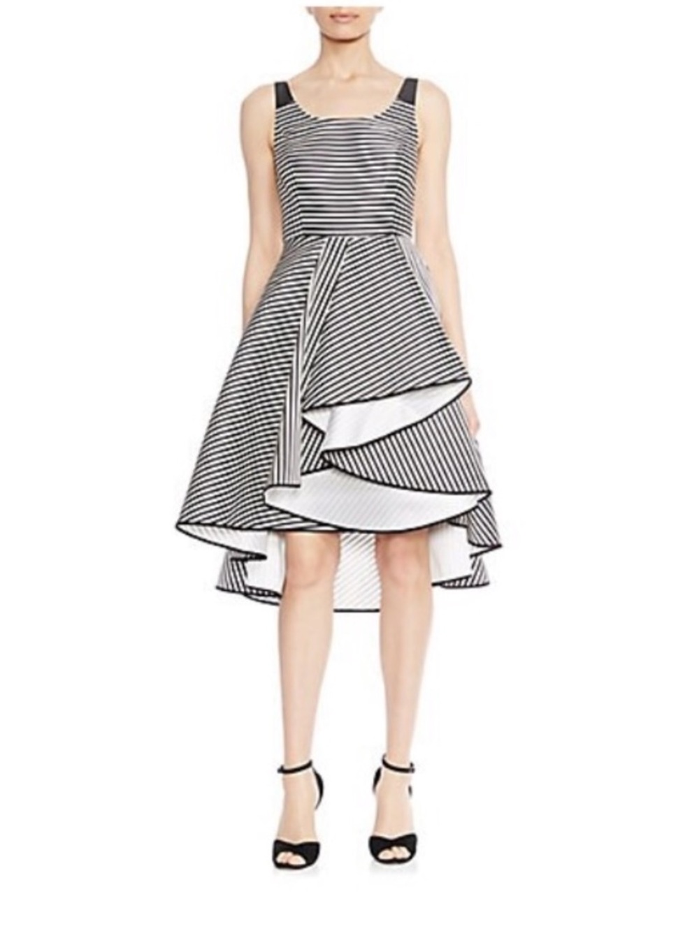 Halston hi/low striped dress